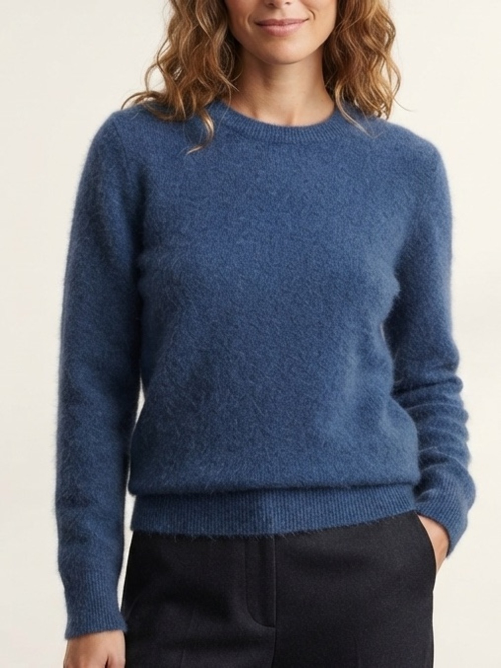 Sears Sz M 100% Cashmere Blue Relaxed Minimalist Sweater